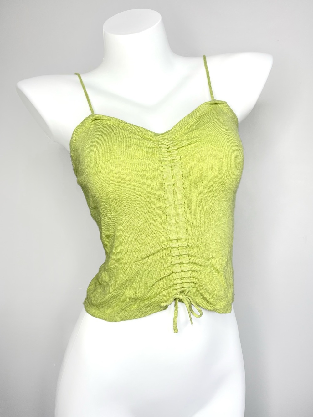 Lime Green Ruched Cropped Cami Top
